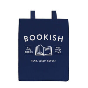 Bookish 100% Cotton Canvis Reusable Navy Tote Bag "Read, Sleep, Repeat" Durable